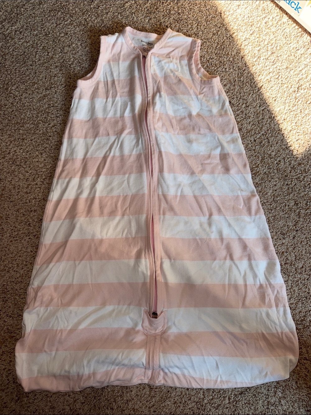 Burt’s Bees XL Striped Pink and White Sleeveless Baby Sleep Sack